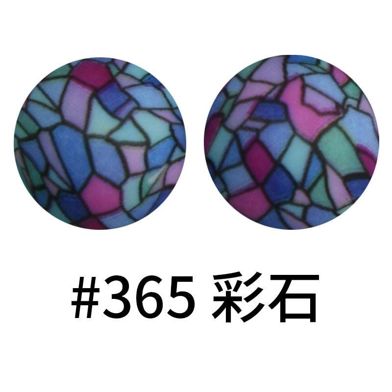 Wholesale 50pcs 16mm Print Silicone Beads Colorful Silicone Water Transfer Beads